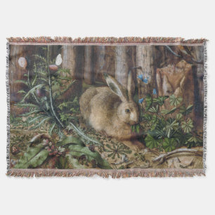 Antike Hasen Wald Natur Dunkle Cottagecore Decke