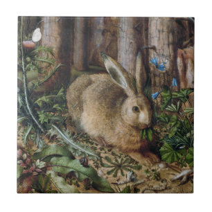 Antike Hasen Wald Natur Dunkle Cottagecore Fliese