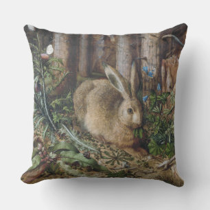 Antike Hasen Wald Natur Dunkle Cottagecore Kissen