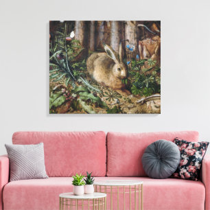 Antike Hasen Wald Natur Dunkle Cottagecore Leinwanddruck