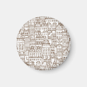 Antike Häuser: Nahtloses architektonisches Muster. Magnet