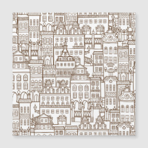 Antike Häuser: Nahtloses architektonisches Muster. Magnetkarte