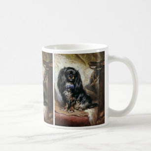 Antike Haustiere, schwarzer Spielzeug Spaniel Welp Kaffeetasse