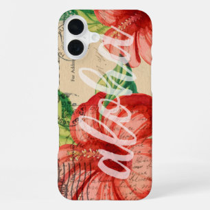 Antike hawaiianische Hibiskus-Postkarte iPhone 16 Plus Hülle