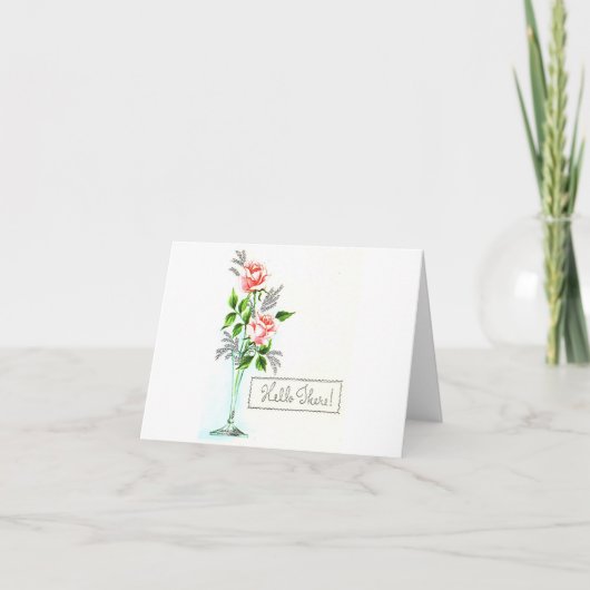 Antike Hello Rosen Karte (Vorderseite)