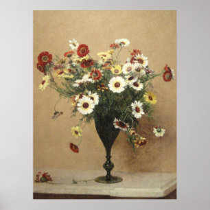 Antike Henri Latour Blumen Chrysanthemen Poster