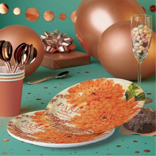 Antike Herbst-Chrysanthemen Pappteller (Multi)