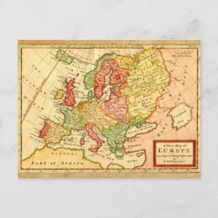 Antike Herman-Moll-Karte Europas aus dem 17. Jahrh Postkarte