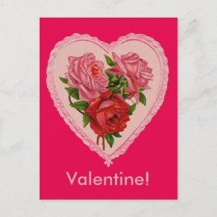 Antike Herz mit Rosen Postkarte