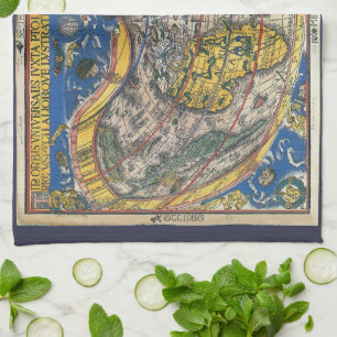 Antike herzförmige Weltkarte von Peter Apian 1520 Geschirrtuch