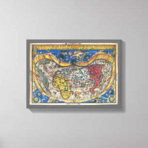 Antike herzförmige Weltkarte von Peter Apian 1520 Leinwanddruck