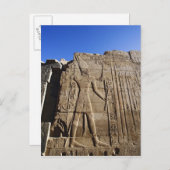 antike Hieroglyphen an der Wand, Tempel von Karnak Postkarte (Vorne/Hinten)