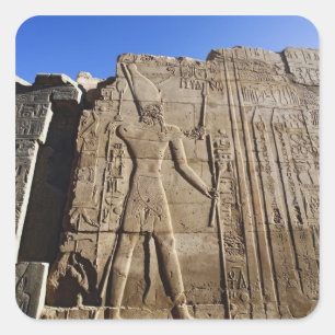 antike Hieroglyphen an der Wand, Tempel von Karnak Quadratischer Aufkleber