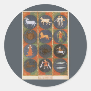 Antike Himmelsdarstellung, astrologische Tierkreis Runder Aufkleber