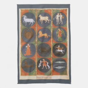 Antike Himmelsdarstellung, astrologischer Tierkrei Geschirrtuch