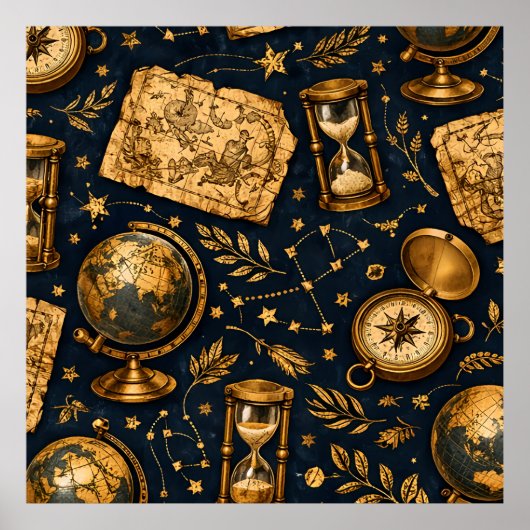Antike Himmelskarte & Astronomie-Muster Poster (Vorne)