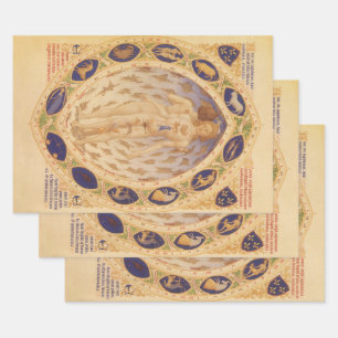 Antike Himmelskarte des Zodiak, Vintage-Astrologie Geschenkpapier Set