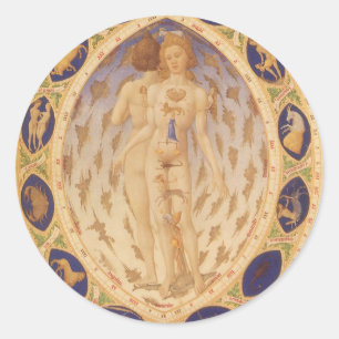 Antike Himmelskarte des Zodiak, Vintage-Astrologie Runder Aufkleber