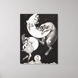 Antike himmlische Mondgöttin & Ursa Major Bär Leinwanddruck