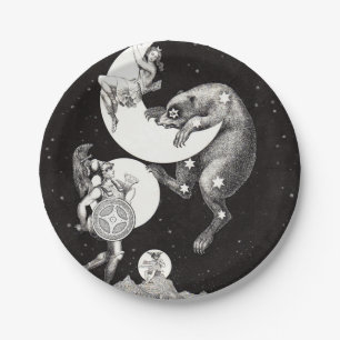 Antike himmlische Mondgöttin & Ursa Major Bär Pappteller