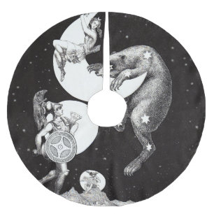 Antike himmlische Mondgöttin & Ursa Major Bär Polyester Weihnachtsbaumdecke