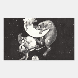 Antike himmlische Mondgöttin & Ursa Major Bär Rechteckiger Aufkleber