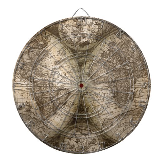 Antike historische Atlaskarte Kontinente Dartscheibe (vorne)