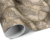 Antike historische Atlaskarte Kontinente Geschenkpapier (Rolleneckpunkt)