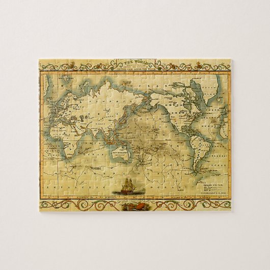 Antike historische Atlaskarte Kontinente Puzzle (Horizontal)