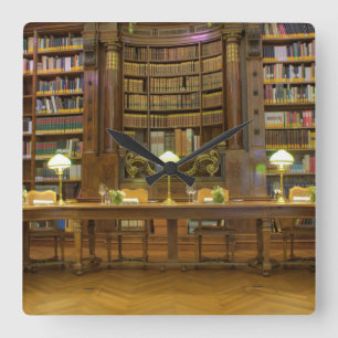 Antike Historische Bibliothek Quadratische Wanduhr