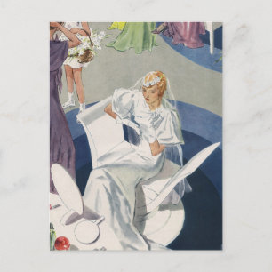 Antike Hochzeit, Art Deco Braut Save the Date Ankündigungspostkarte