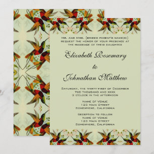 Antike Hochzeit, Kolibris und Blumen Einladung