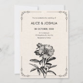 Antike Hochzeit mit Blumenmuster Einladung (Vorderseite)