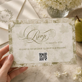 Antike Hochzeit mit floralem Muster in Salbeigrün RSVP Karte