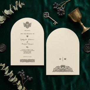 Antike Hochzeit mit keltischem Knoten-Drachen-Wapp Einladung