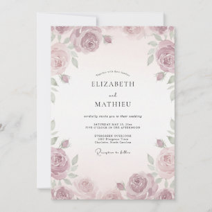 Antike Hochzeit mit rosa Blütenblättern Einladung