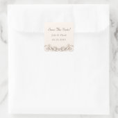 Antike Hochzeit retten das Datum Quadratischer Aufkleber (Tasche)