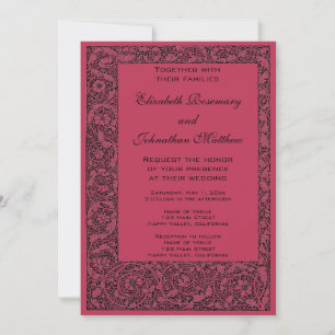 Antike Hochzeit, viktorianische Blumen-Blumenrolle Einladung