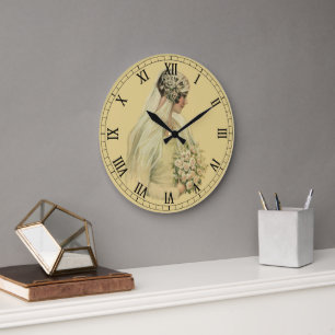 Antike Hochzeit, viktorianische Braut Brautbild Große Wanduhr