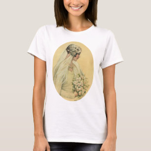 Antike Hochzeit, viktorianische Braut Brautbild T-Shirt