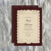 Antike Hochzeitseinladung aus Papier mit Spitzenmu