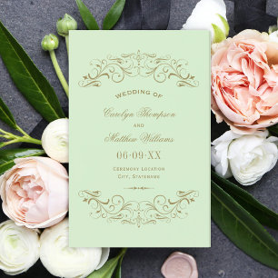 Antike Hochzeitsprogramme in Vintage Grün