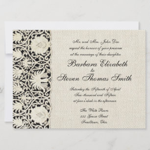 Antike Hochzeitsspitze Leinen Weiß Klassisch Hübsc Einladung