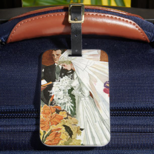 Antike Hochzeitszeremonie mit Braut und Bräutigam Gepäckanhänger