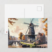Antike Holländische Windmühle Postkarte (Vorne/Hinten)