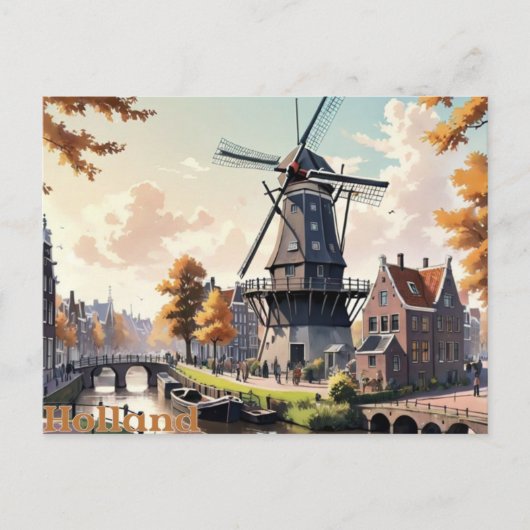 Antike Holländische Windmühle Postkarte (Vorderseite)
