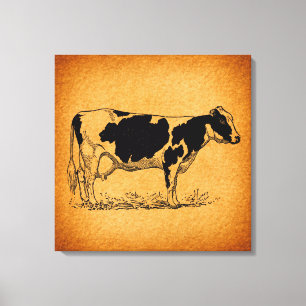 Antike Holstein Kuh Farm Tierbild Leinwanddruck
