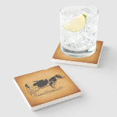 Antike Holstein Kuh Farm Tierbild Steinuntersetzer (Seitenansicht)