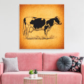 Antike Holstein Kuhfarm Illustration Leinwanddruck (Insitu (Wohnzimmer))