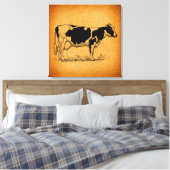 Antike Holstein Kuhfarm Illustration Leinwanddruck (Insitu (Schlafzimmer))